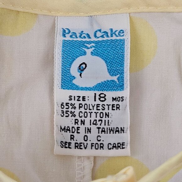 Vintage Woolworths Pata Cake Infant Coverall Outfit 18M Yellow Polka Dot Shirt - Picture 2 of 10